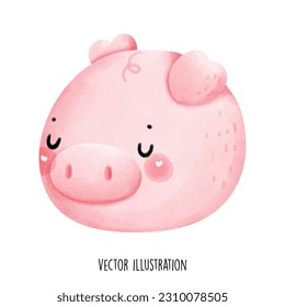 iluminación vectorial de la colección de caras de cerdos lindos