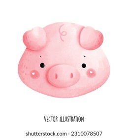 cute piggy face collection vector illustarion