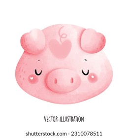 cute piggy face collection vector illustarion