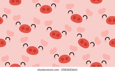 Cute piggy face pattern background vector design