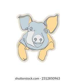 Cute piggy (head) isolated on white background. Vector illustration.