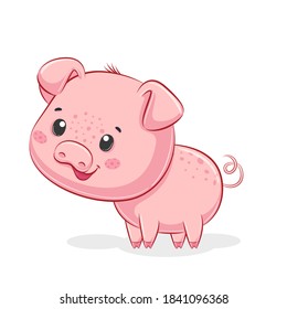 Cute piggy illustration. Vector illustration for baby shower, greeting card, party invitation, fashion clothes t-shirt print.