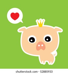 cute piggy king in love