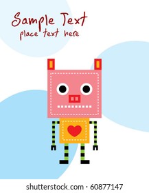 cute piggy robot greeting card