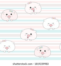 Cute piggy seamless pattern. Seamless pattern can be used for wallpapers, pattern fills, surface textures