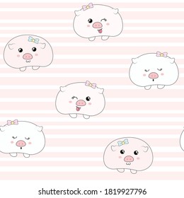 Cute piggy seamless pattern. Seamless pattern can be used for wallpapers, pattern fills, surface textures