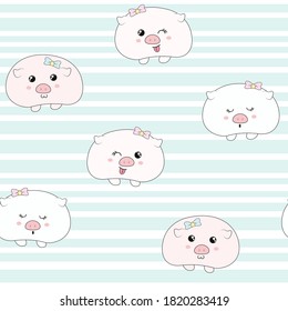 Cute piggy seamless pattern. Seamless pattern can be used for wallpapers, pattern fills, surface textures