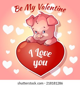 Cute piggy for Valentine's Day