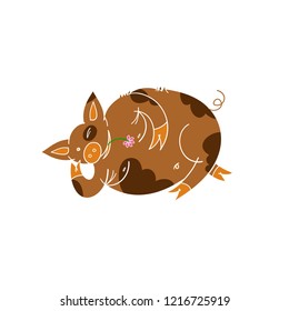 Cute piggy vector illustration.