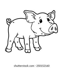 Cute Piggy Vector Illustration Outline Cartoon Stock Vector (Royalty ...