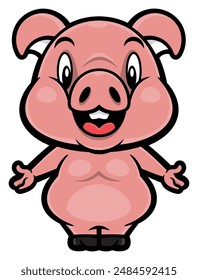 Cute Piglet cartoon characters greeting. Best for sticker, icon, logo, and mascot with livestock products themes