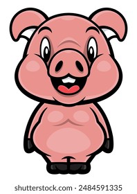 Cute Piglet cartoon characters standing. Best for sticker, icon, logo, and mascot with livestock products themes