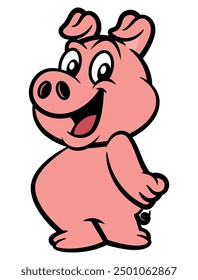 cute Piglet cartoon characters standing. Best for sticker, logo, and mascot with farm themes for kids