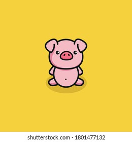 cute piglet character design. pig logo. vector cartoon pig. the mascot of the piglet.