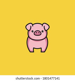 cute piglet character design. pig logo. vector cartoon pig. the mascot of the piglet.