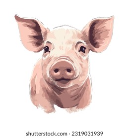 Cute piglet farm animal icon isolated