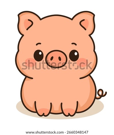 Cute piglet illustration, designed in a playful kawaii style. Perfect for farm or animal-related content, especially for kids’ projects.