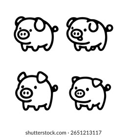 Ícone de logotipo de ilustração de leitão bonito
