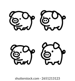 Ícone de logotipo de ilustração de leitão bonito