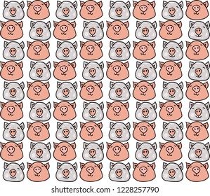 Cute piglet pattern design. Pattern template for fabric, wrapping, textile. Vector illustration.