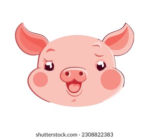 Cute piglet smiling animals icon isolated