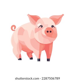 Cute piglet, standing character icon isolated