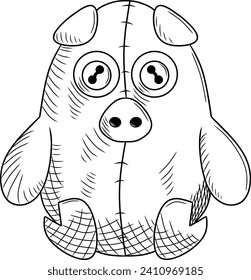 Dibujo de muñecas de lechones de pelo negro y blanco