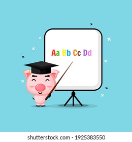 Cute pigs become teachers vector design