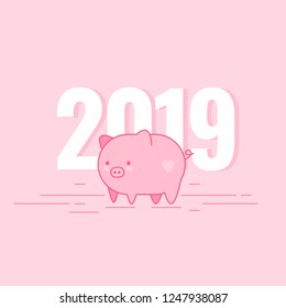 Cute pigs. Cheerful pig.