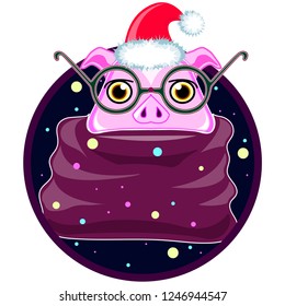 Cute pigs. Cheerful pig. Funny pigs vector.