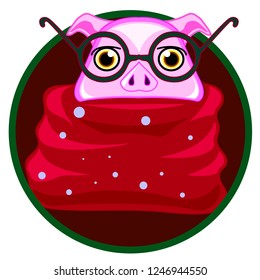 Cute pigs. Cheerful pig. Funny pigs vector.