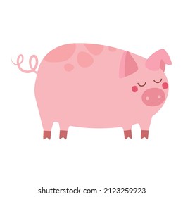 Cute pigs. Cheerful pig. Funny pigs vector.