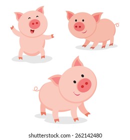 Cute pigs. Cheerful pig. Funny pigs vector.