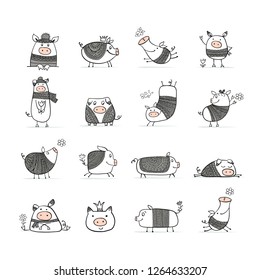 Cute pigs collection for your design