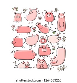 Cute pigs collection for your design