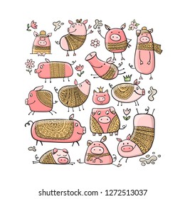 Cute pigs collection for your design