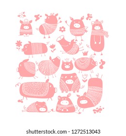 Cute pigs collection for your design Cute pigs collection for your design