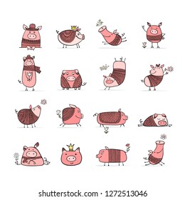 Cute pigs collection for your design