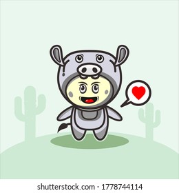 Cute pigs costume character vector illustration