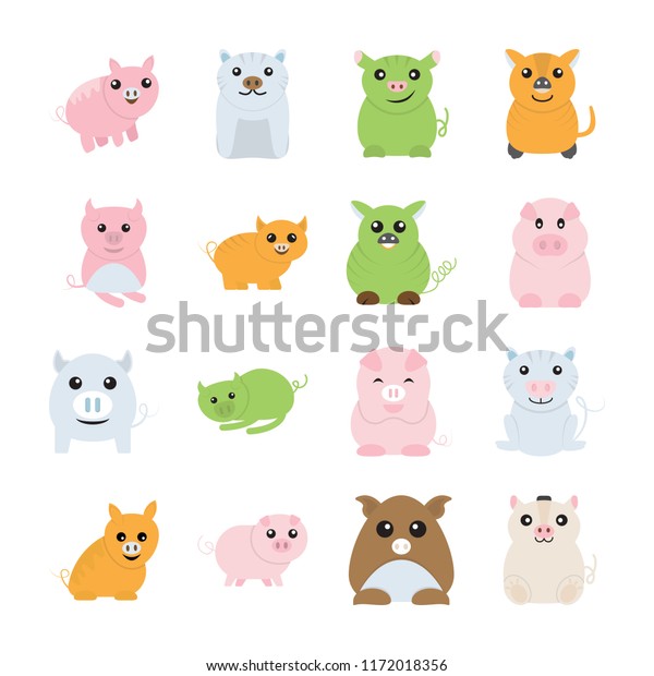 Cute Pigs Drawings Stock Vector (royalty Free) 1172018356 