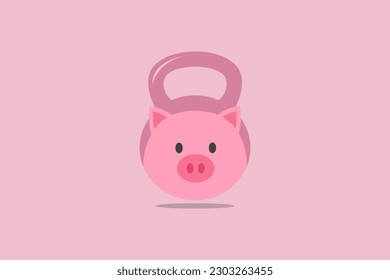 Cute Pigs Kettle Bell Fitness GYM Logo design template element vector