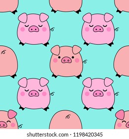 Cute pigs seamless pattern background