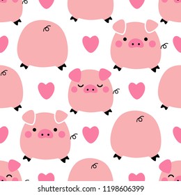 Cute pigs seamless pattern background