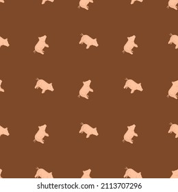 Cute pigs seamless pattern. Background of livestock animals . Repeated texture in flat style for fabric, wrapping paper, wallpaper, tissue. Vector illustration.