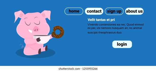 cute pigs symbol of 2019 chinese new year different poses merry christmas holiday celebration concept flat horizontal copy space