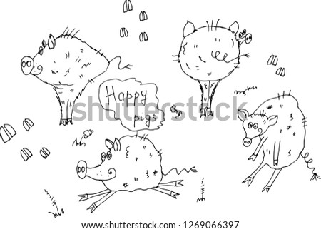 Cute pigs. Vector illustration.