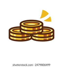 lindo montón de monedas icono de Vector gratis