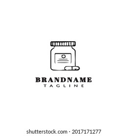 süße Pille mit Flasche oder Logo-Symbol-Kartoon Design moderne Vektorgrafik
