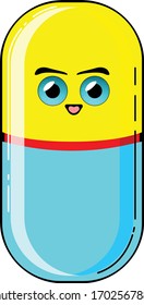 cute pill capsules in yellow and blue
