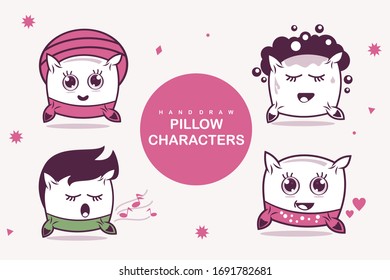 Cute-Kissen-Zeichentrickfiguren Vektorillustration